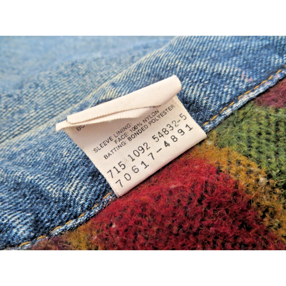 VTG 90s Levi's Authentic Aztec Wool Blanket Lined Denim Jacket Mens Medium 10/92 - Picture 10 of 16